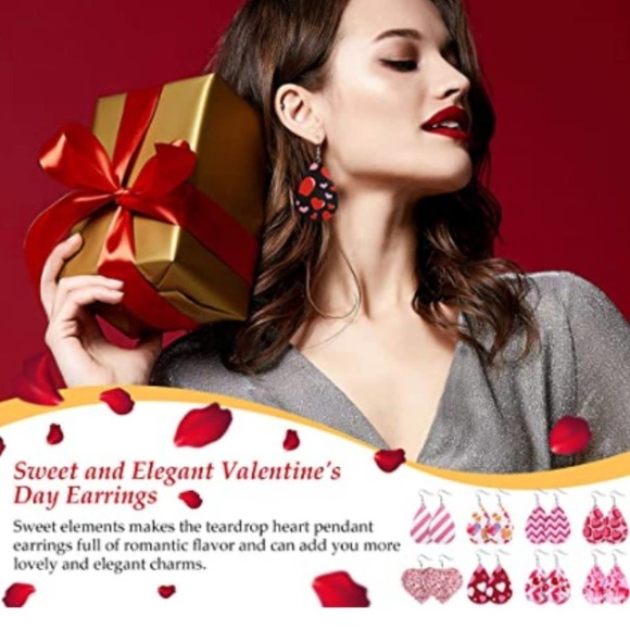 5/$25 Polka Dot Earrings Red Earrings Teardrop Retro Earrings Faux Leather 50s - Picture 3 of 7